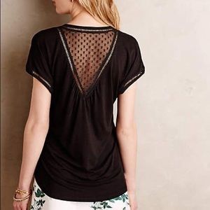 Black Anthropolpgie chiffon-spliced tee